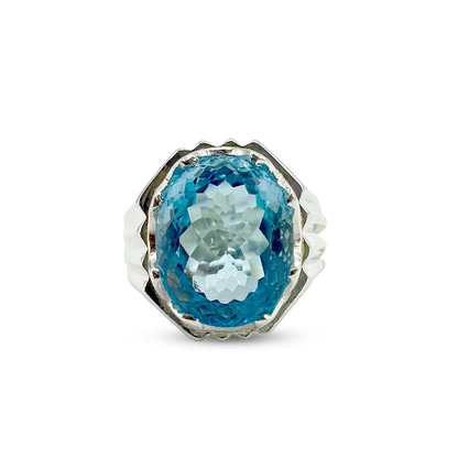 Blue Topaz Men Ring - Rocky Top Design
