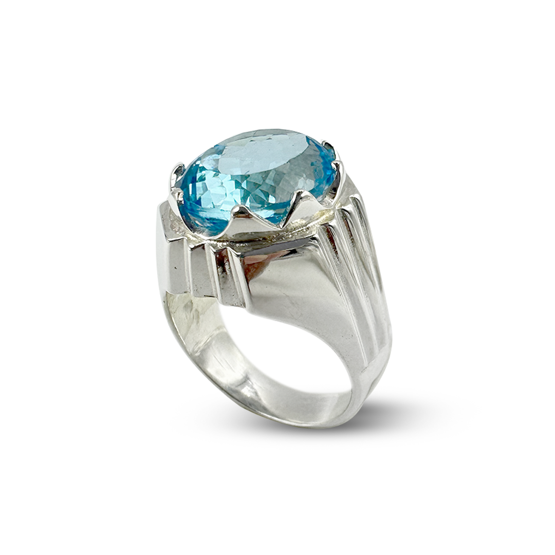 Blue Topaz Men Ring - Rocky Top Design