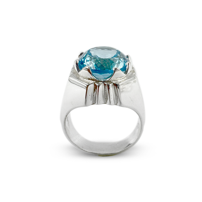 Blue Topaz Men Ring - Rocky Top Design