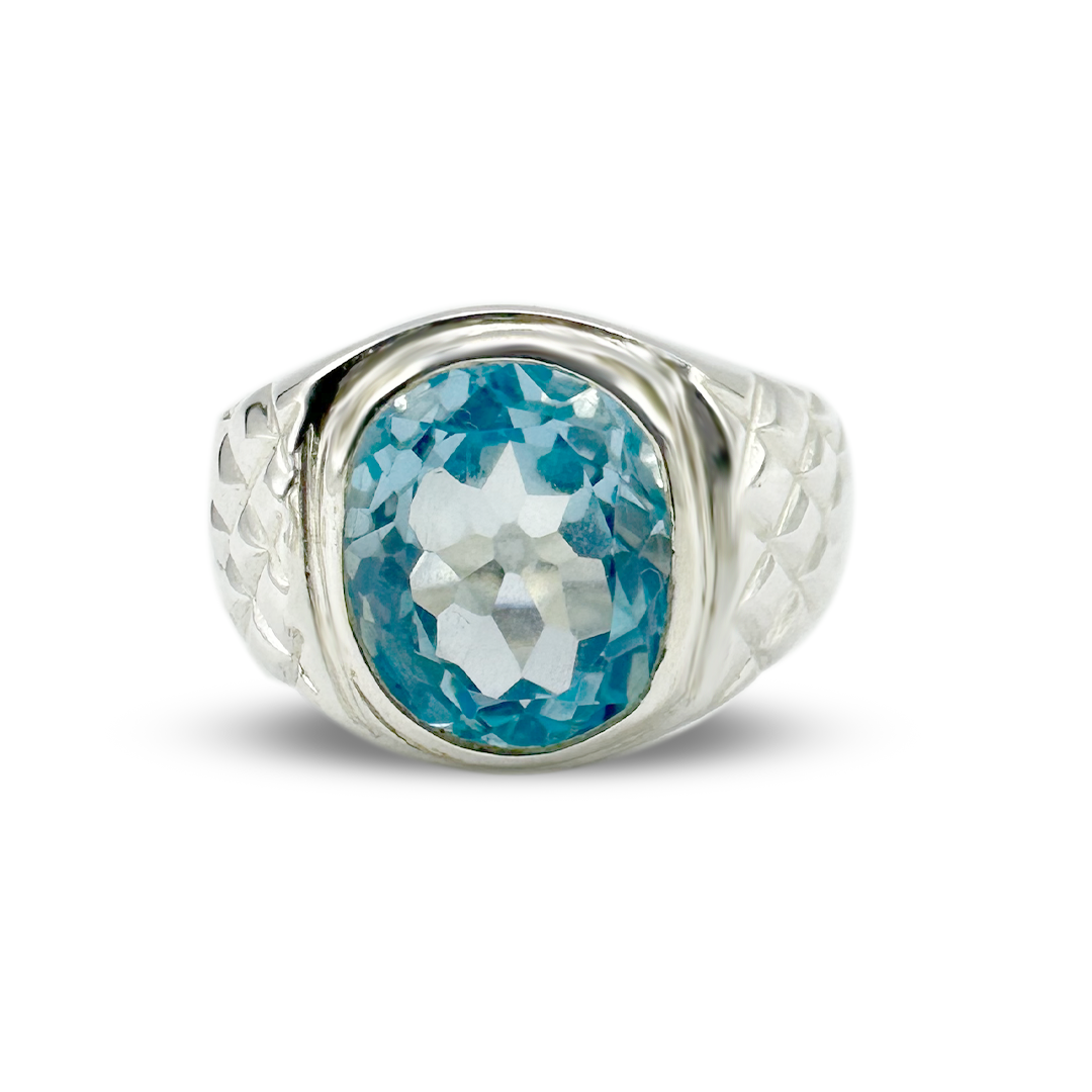 Blue Topaz Men Ring - Glow Design
