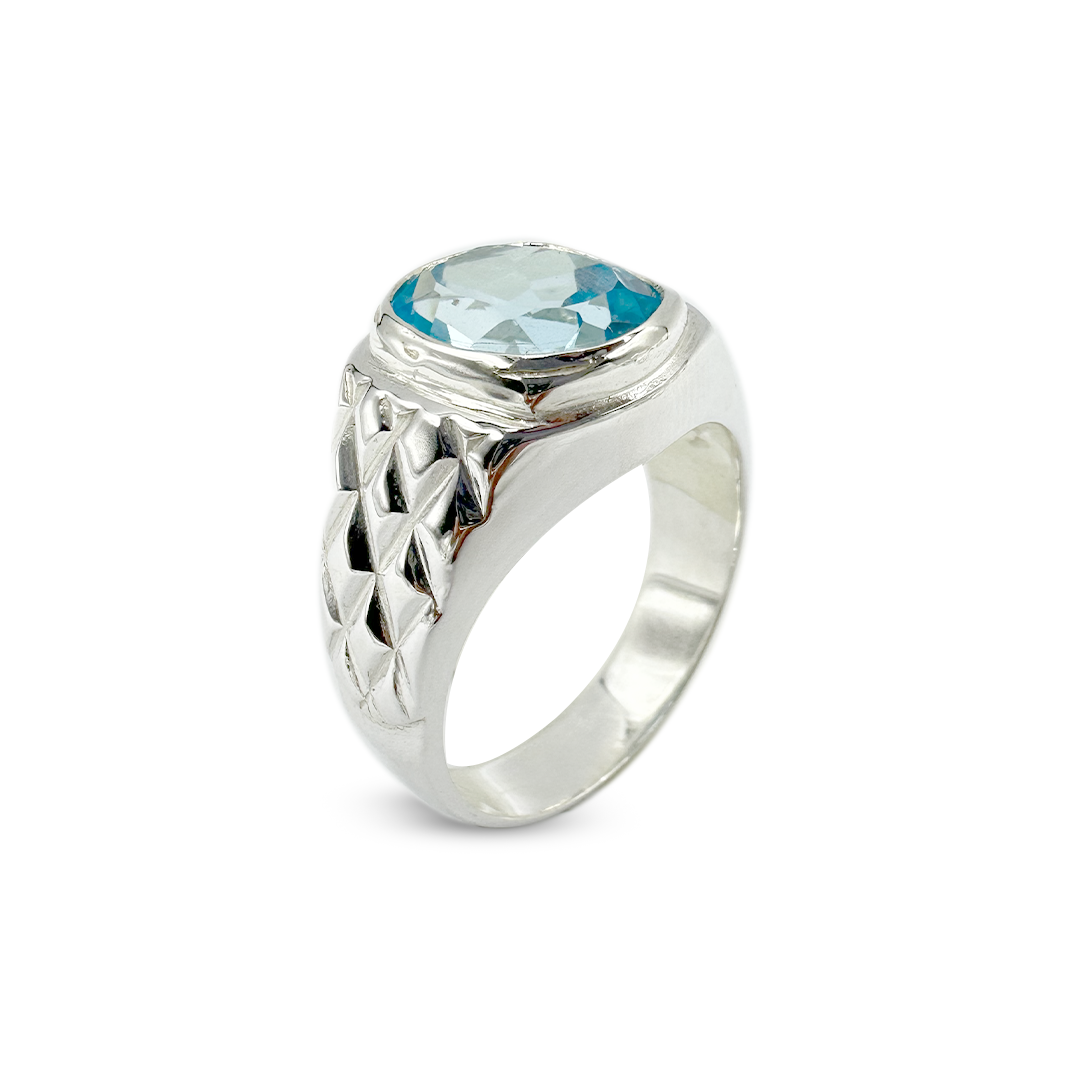 Blue Topaz Men Ring - Glow Design