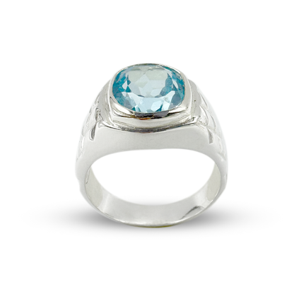 Blue Topaz Men Ring - Glow Design