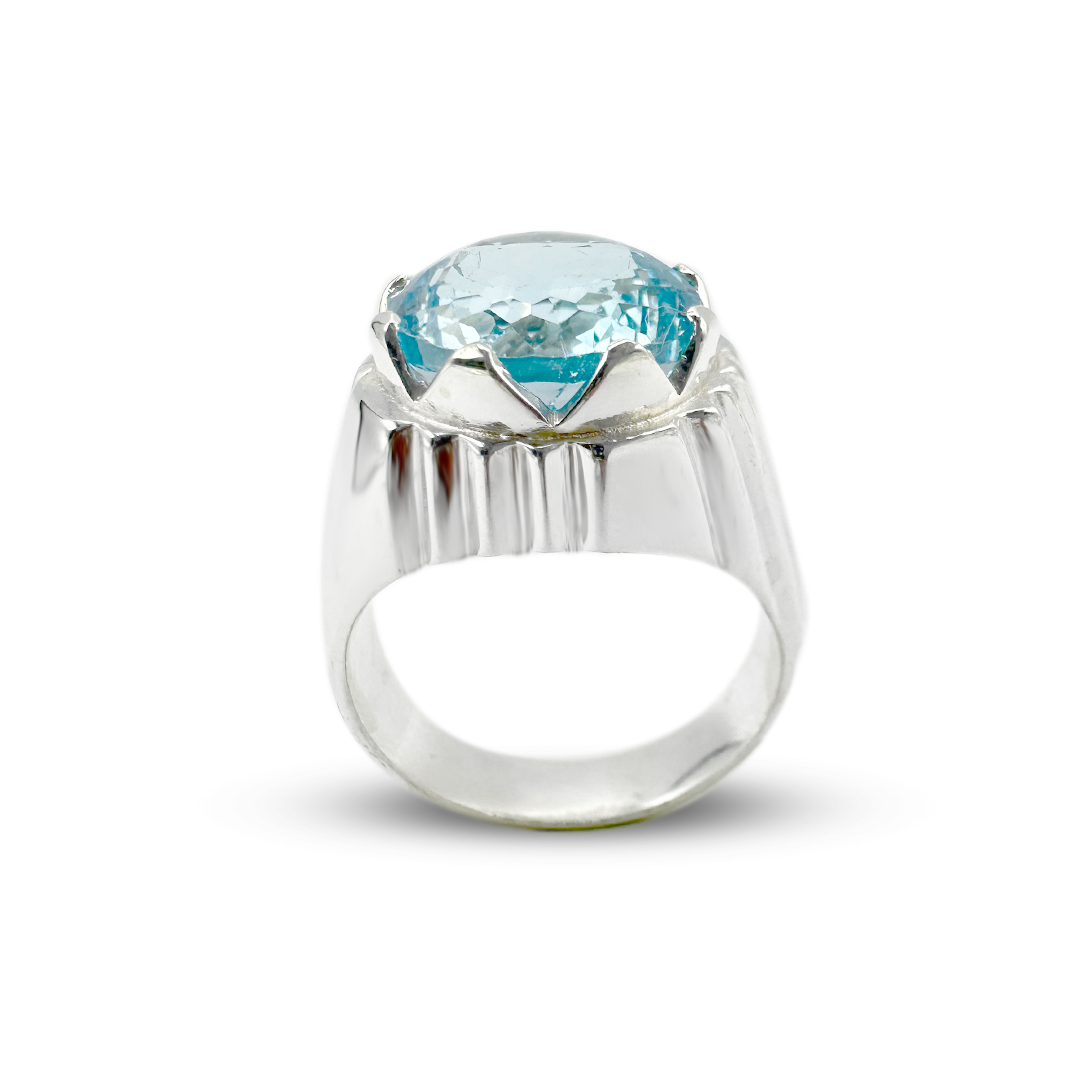 Blue Topaz Men Ring - Mountain Cover Design