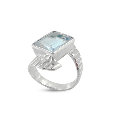Blue Topaz Men Ring - Bypass Stairs Design