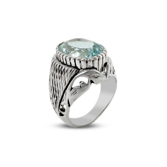 Blue Topaz Men Ring - Persion Culture Design
