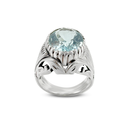 Blue Topaz Men Ring - Persion Culture Design