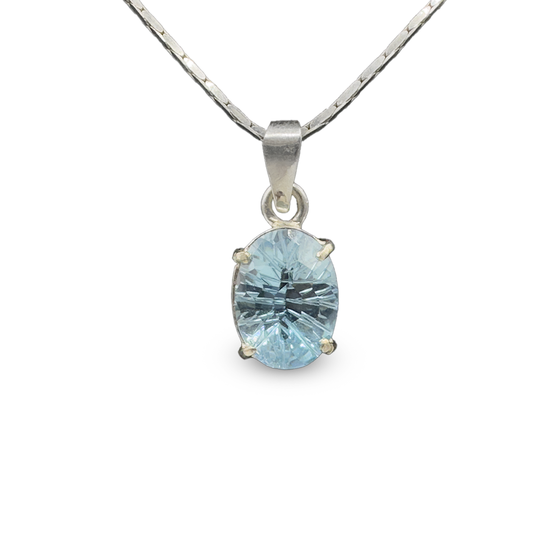 Blue Topaz Pendant - 4 Ping Design