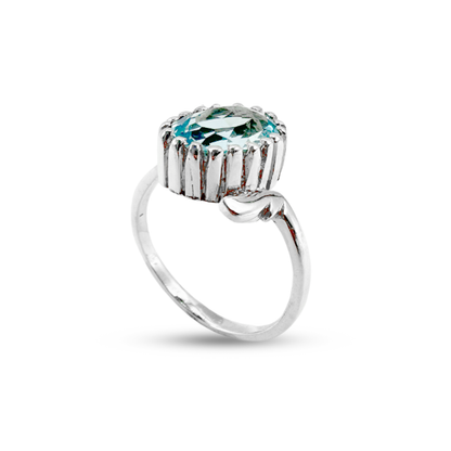 Blue Topaz Women Ring - Arrow Band Design