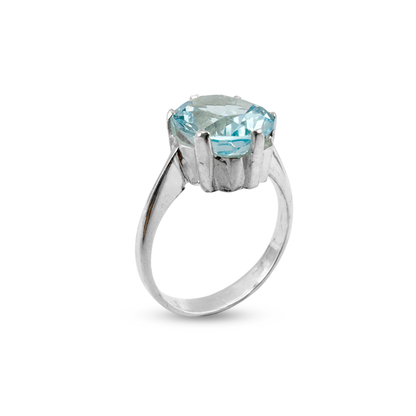 Blue Topaz Women Ring - Vintage Cup Design