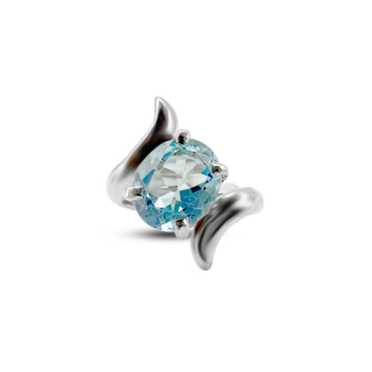 Blue Topaz Women Ring - Bypass Design