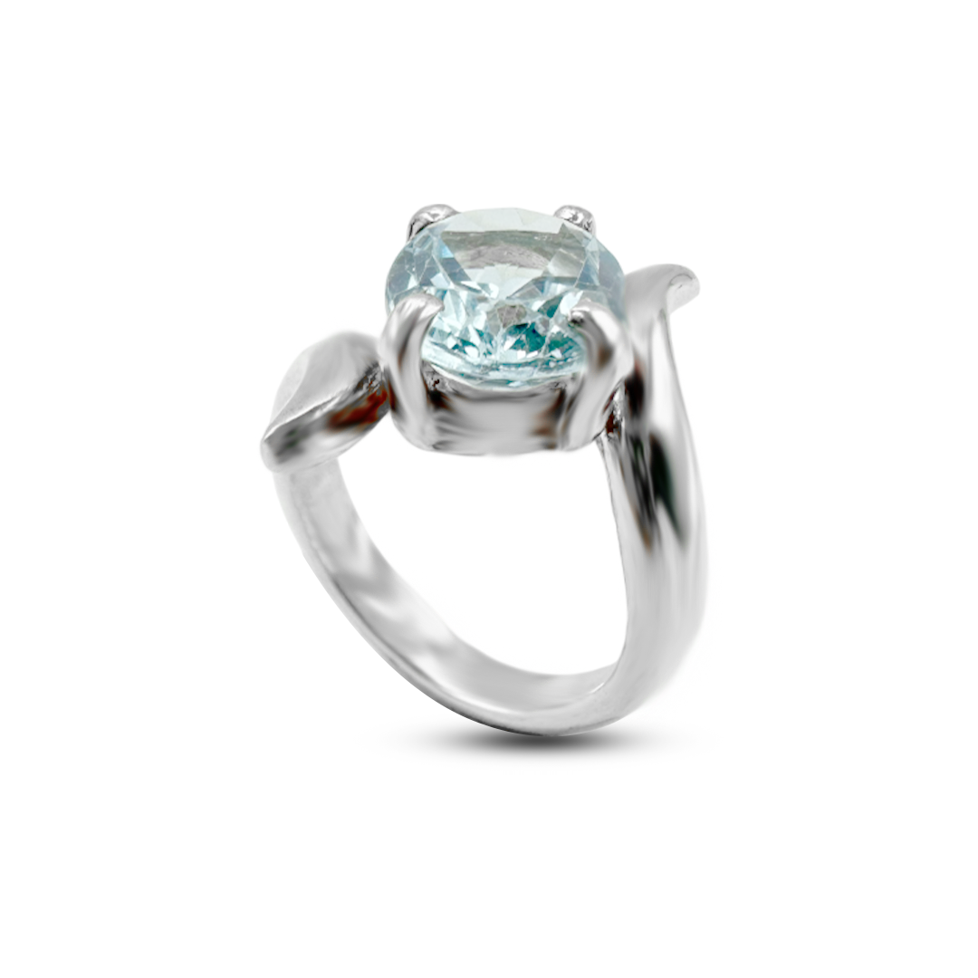 Blue Topaz Women Ring - Bypass Design