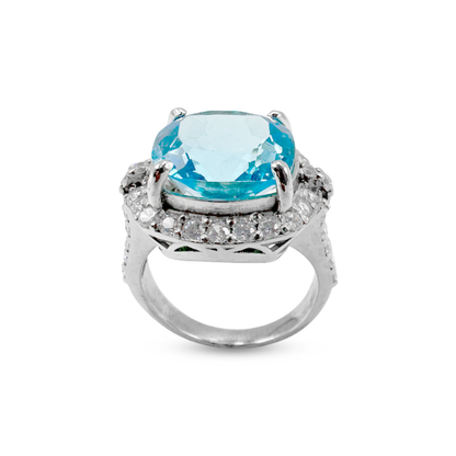 Swiss Blue Topaz Women Ring -  Royal Allure
