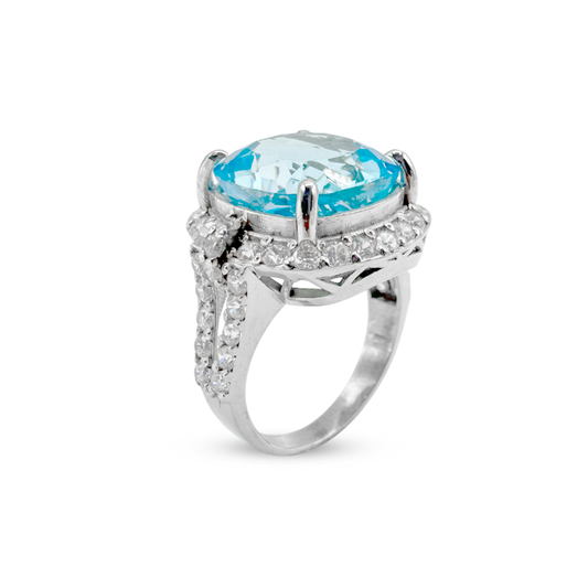Swiss Blue Topaz Women Ring -  Royal Allure