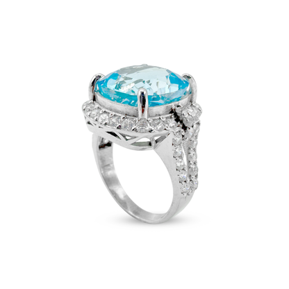 Swiss Blue Topaz Women Ring -  Royal Allure