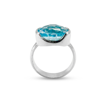 Blue Topaz Women Ring -  U Cup Design