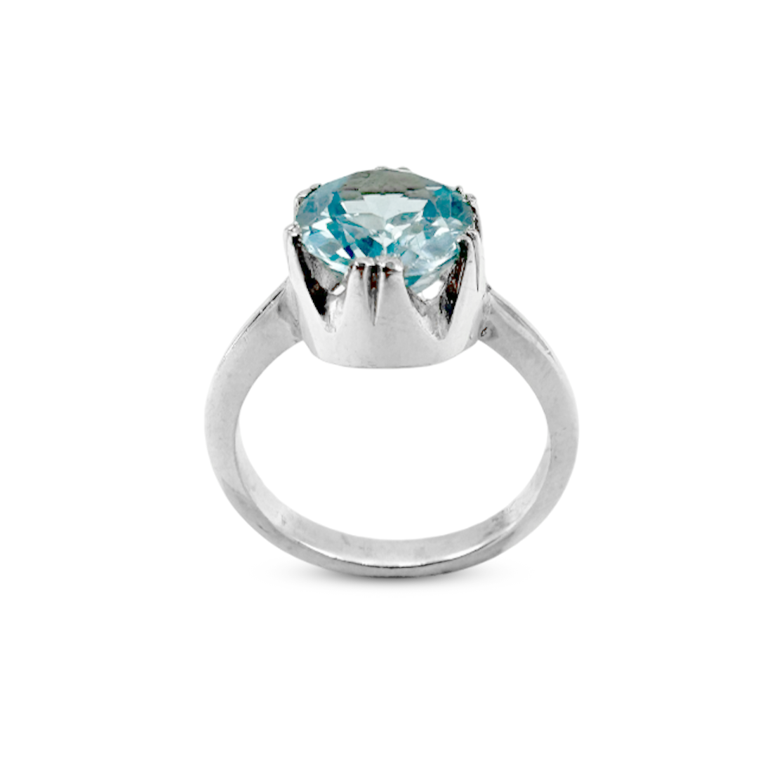 Blue Topaz Women Ring - Grip Design