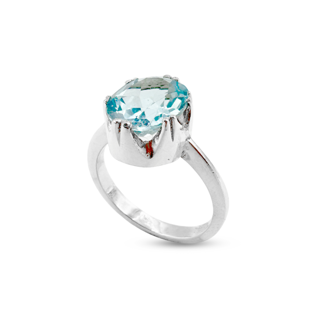 Blue Topaz Women Ring - Grip Design