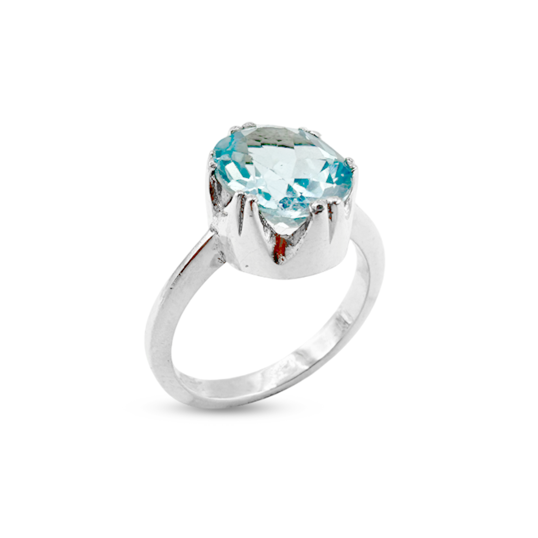 Blue Topaz Women Ring - Grip Design