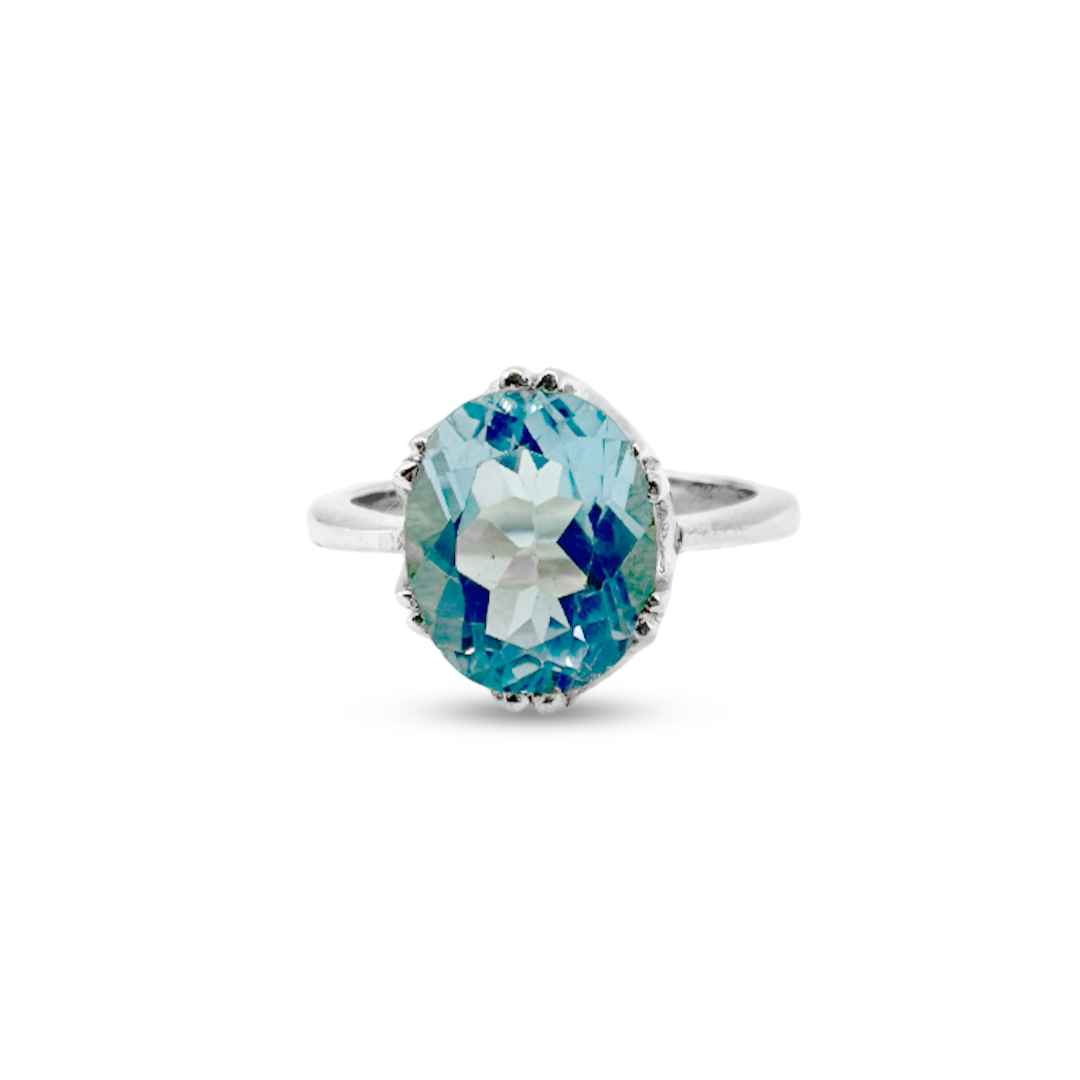 Blue Topaz Women Ring - Grip Design