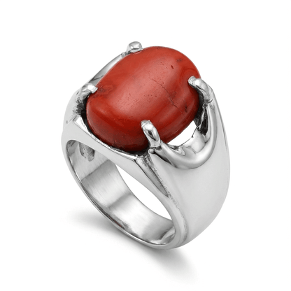 Coral Men Ring - Oval Claw