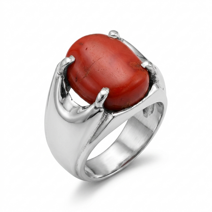 Coral Men Ring - Oval Claw
