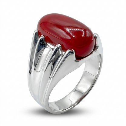 Coral Men Ring - Triple Fluted