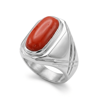 Coral Men Ring - Signet Ring