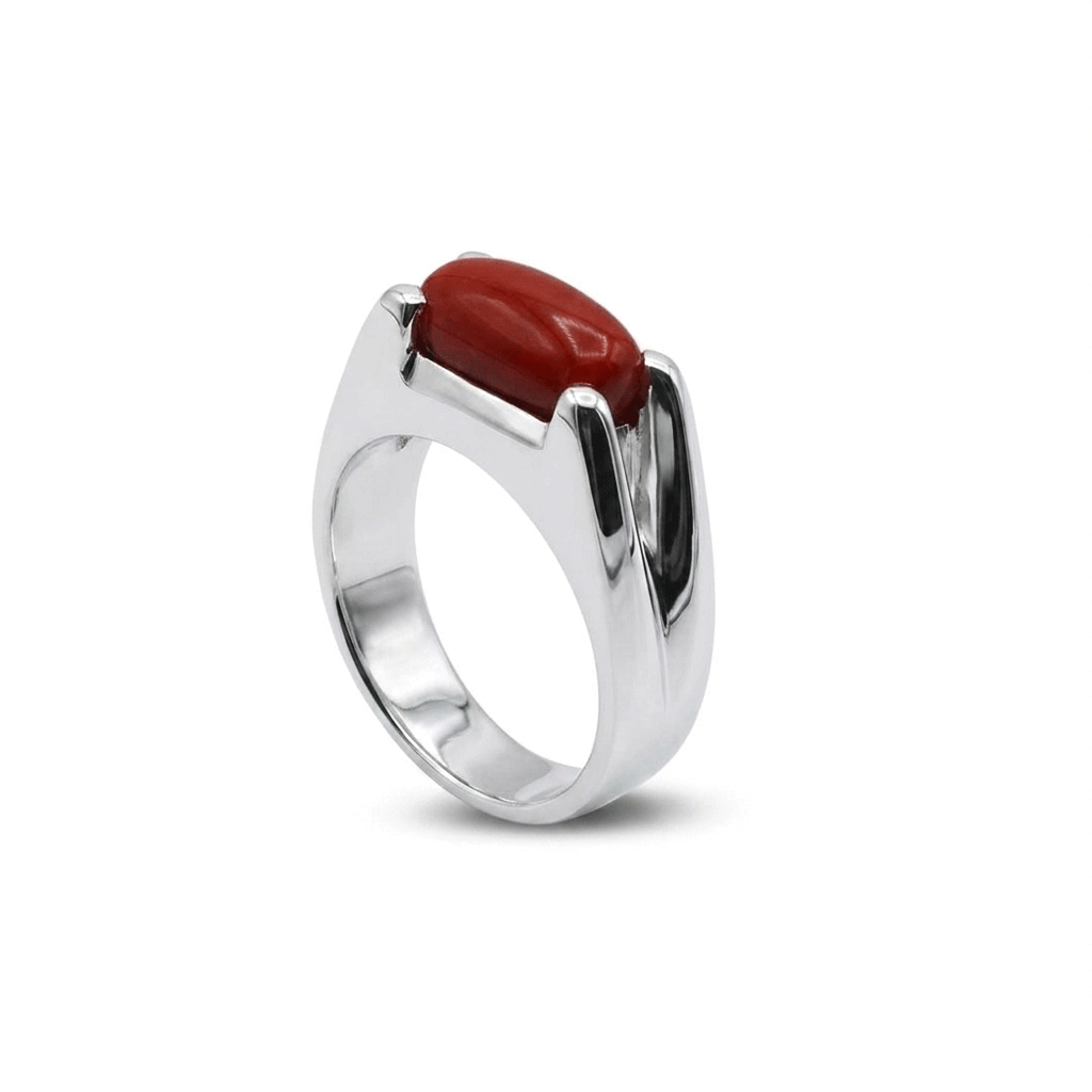 Coral Men Ring - Split Shoulder Signet