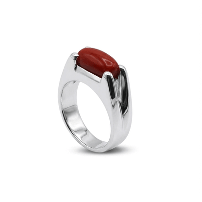 Coral Men Ring - Split Shoulder Signet