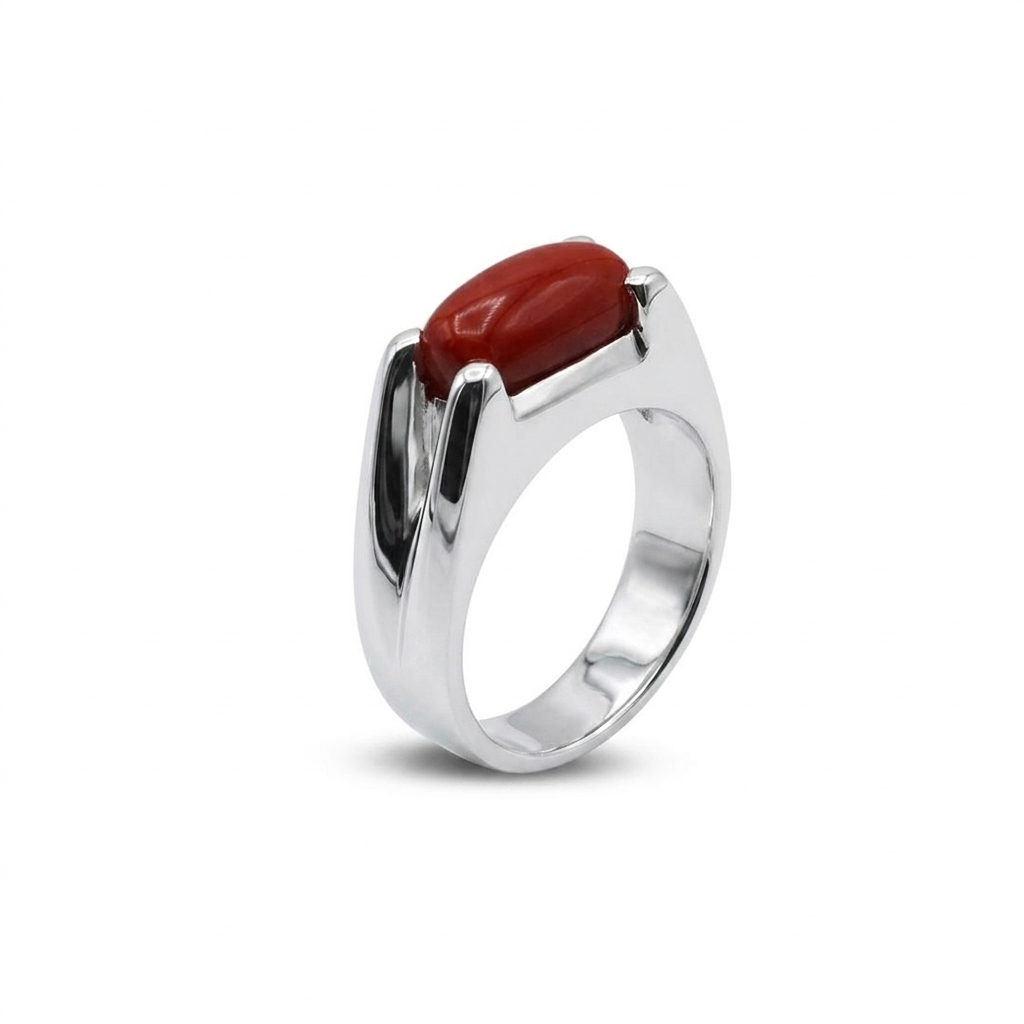 Coral Men Ring - Split Shoulder Signet