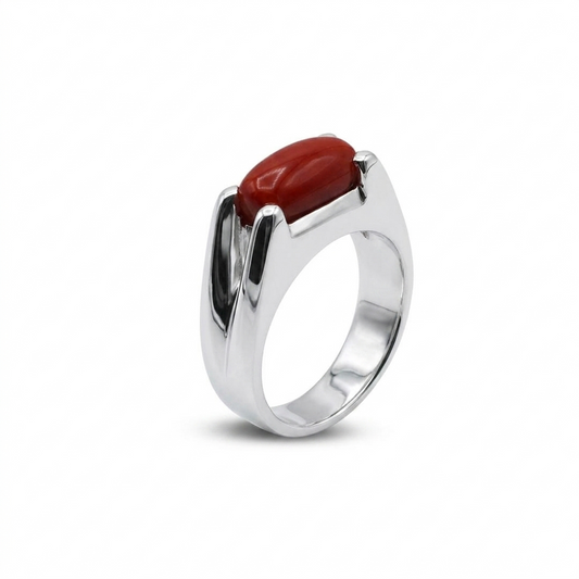 Coral Men Ring - Split Shoulder Signet