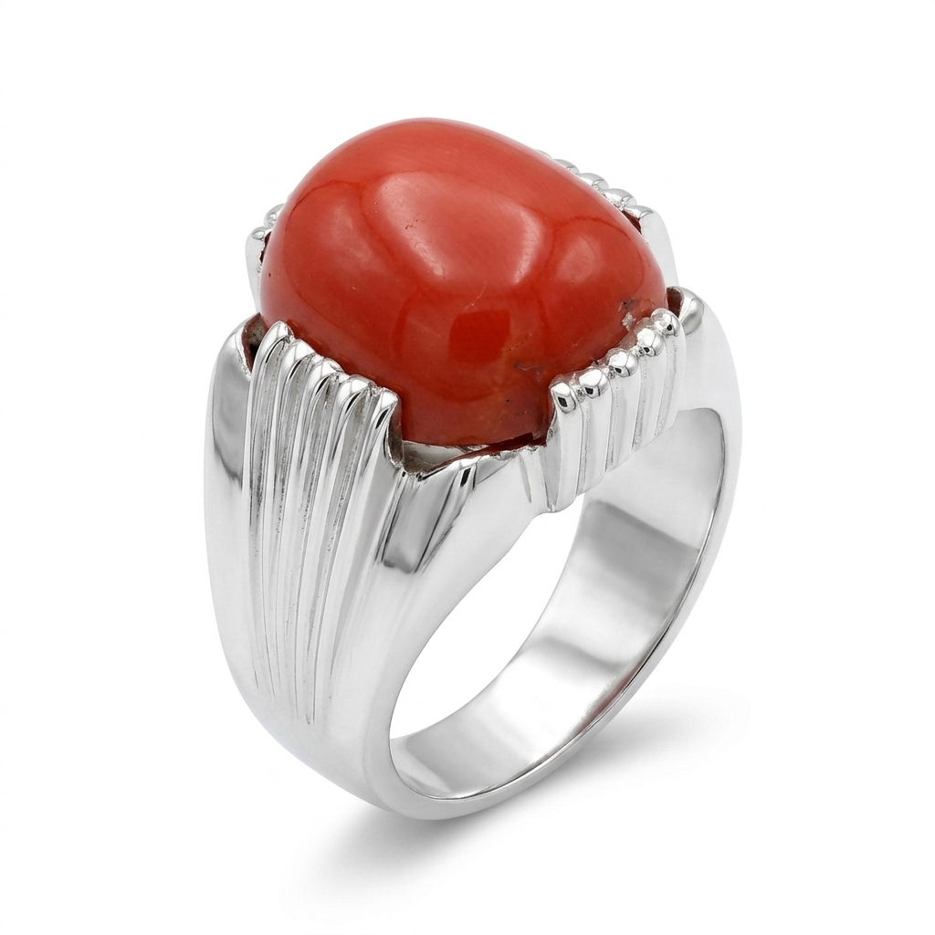 Coral Men Ring - Fluted Crown
