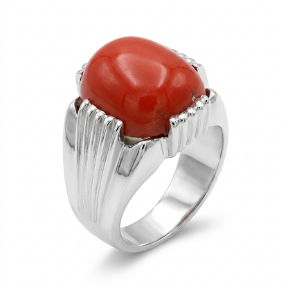 Coral Men Ring - Fluted Crown