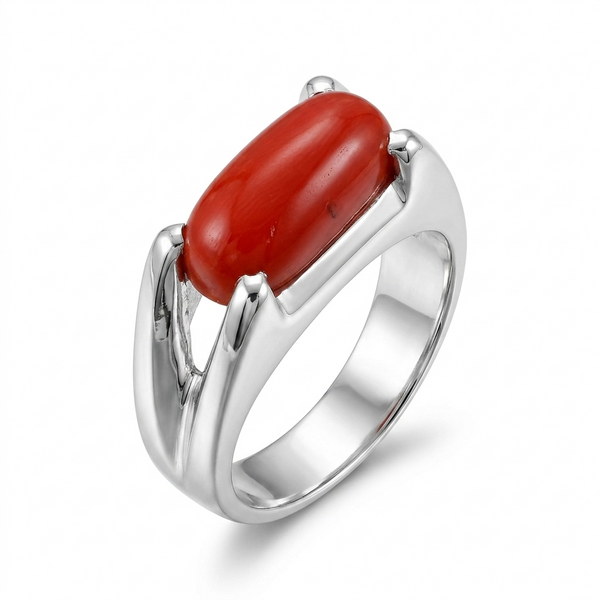 Coral Men Ring - Long Oval