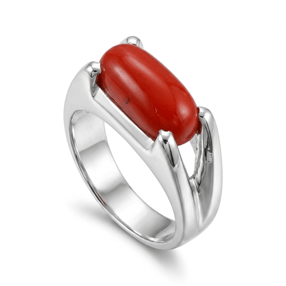 Coral Men Ring - Long Oval