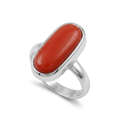 Coral Women Ring - Vertical Oval