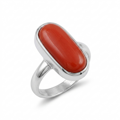 Coral Women Ring - Vertical Oval