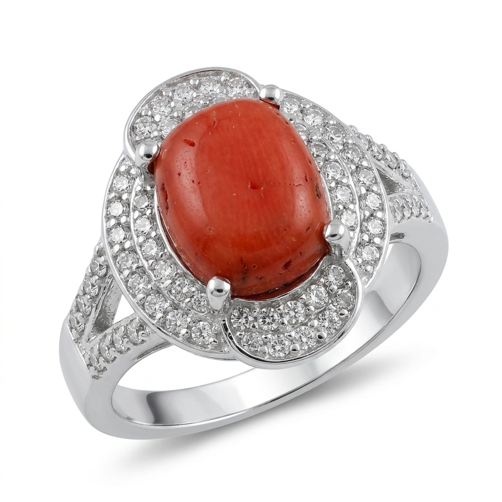 Coral Women Ring - Oval Dome
