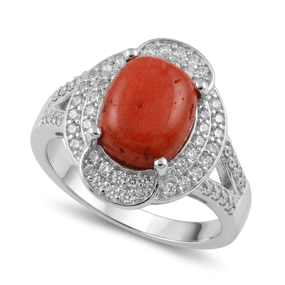 Coral Women Ring - Oval Dome