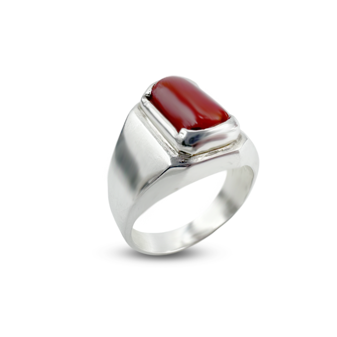 Coral Men Ring - Creasent Ring Design