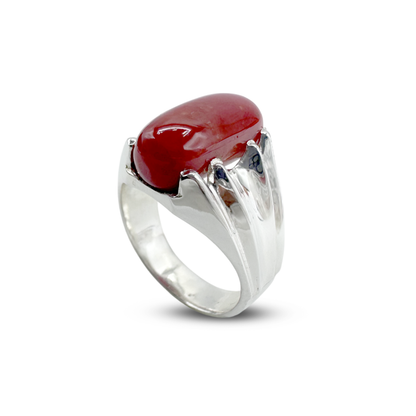 Coral Men Ring - Wide Flow Band Design