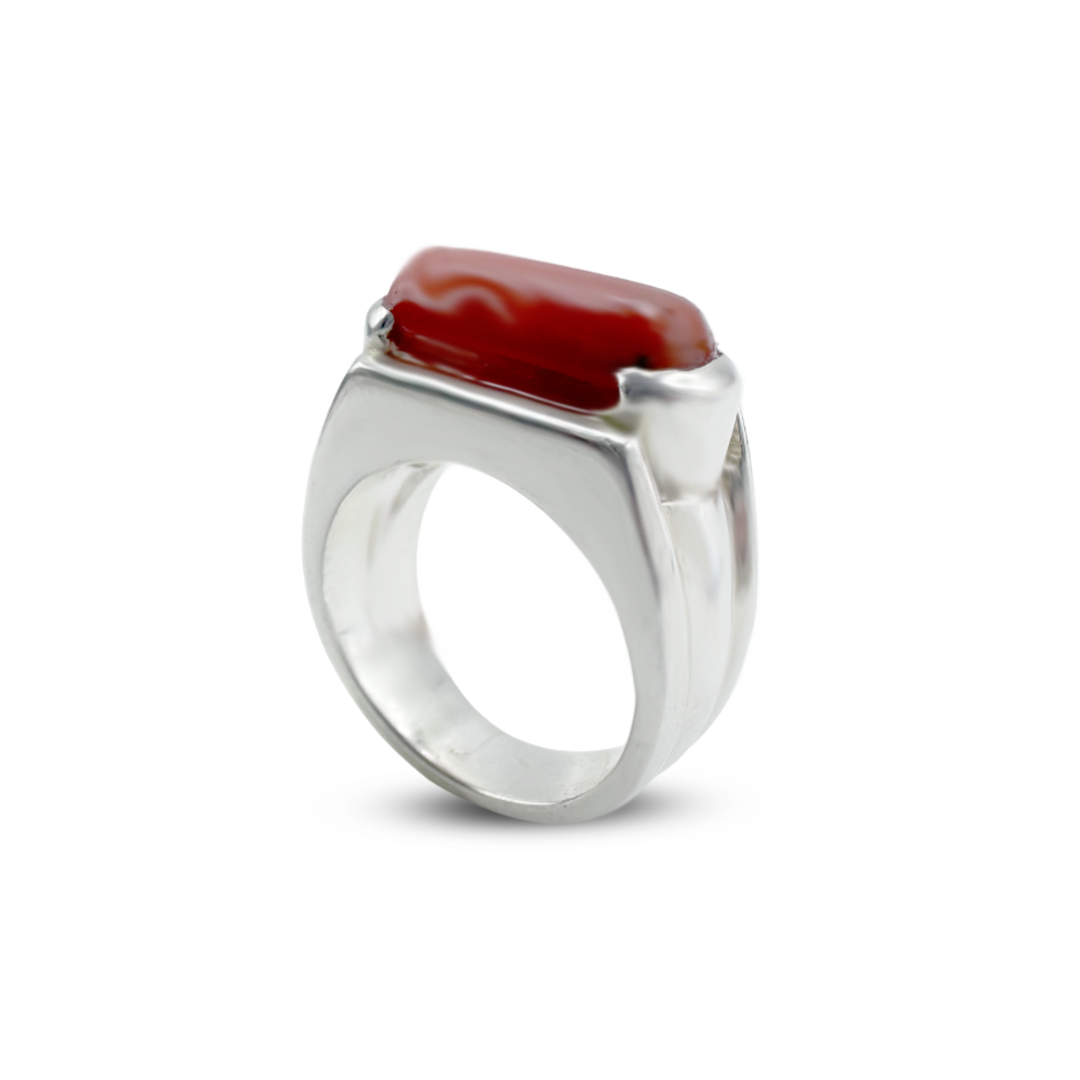 Coral Men Ring - Broad Band Design
