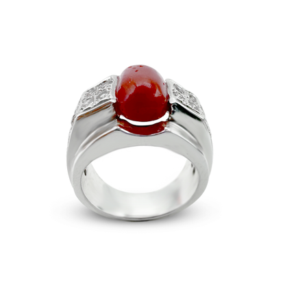 Coral Men Ring - Zircon Strip Band design