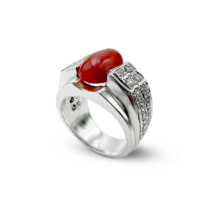 Coral Men Ring - Zircon Strip Band design