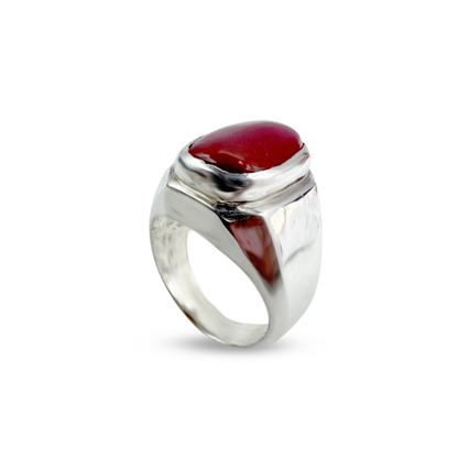 Coral Men Ring - Signet Band Design