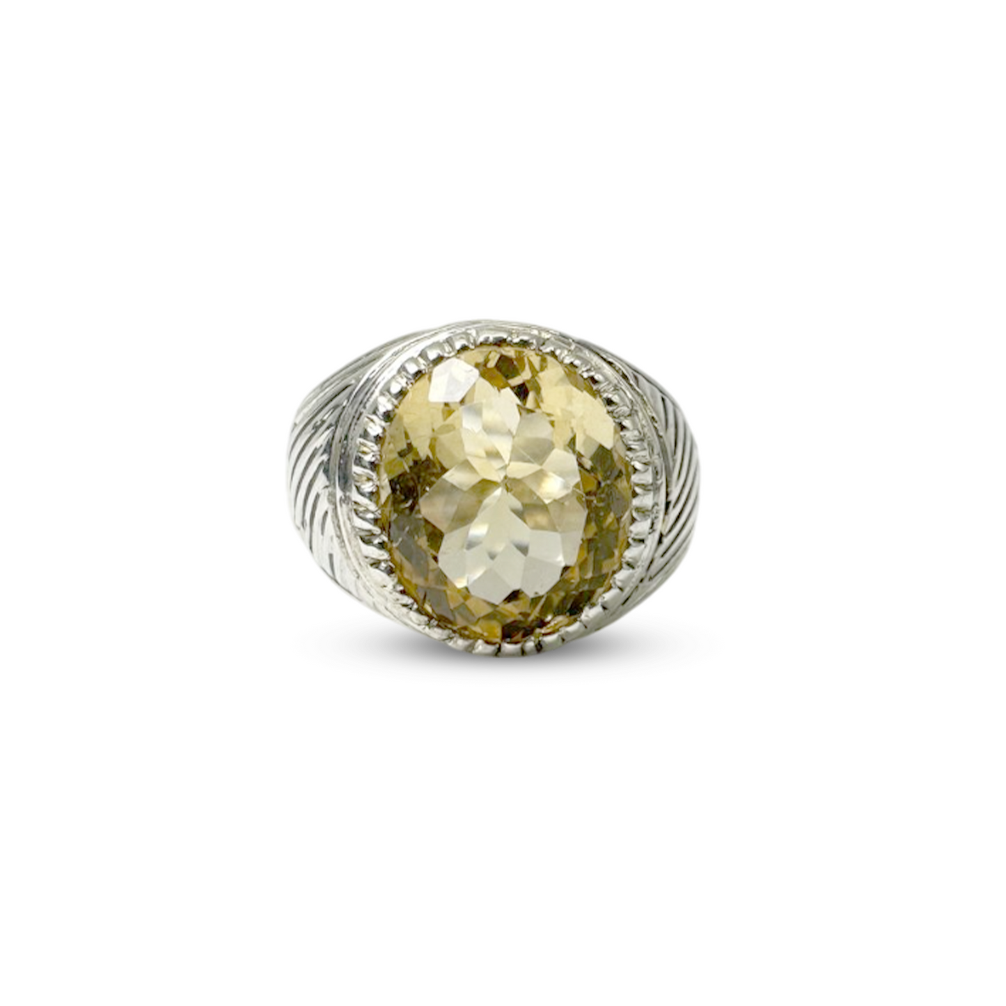 Citrine Men Ring - Opposite Wave Design