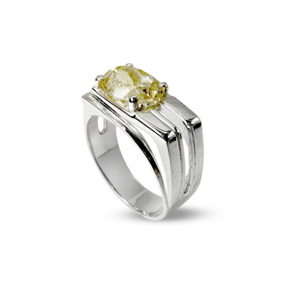 Citrine Men Ring - Side Stone Band design
