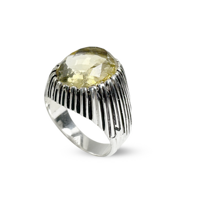 Citrine Men Ring - Sheild Design