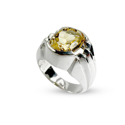 Citrine Men Ring - Creacent waterfall Design