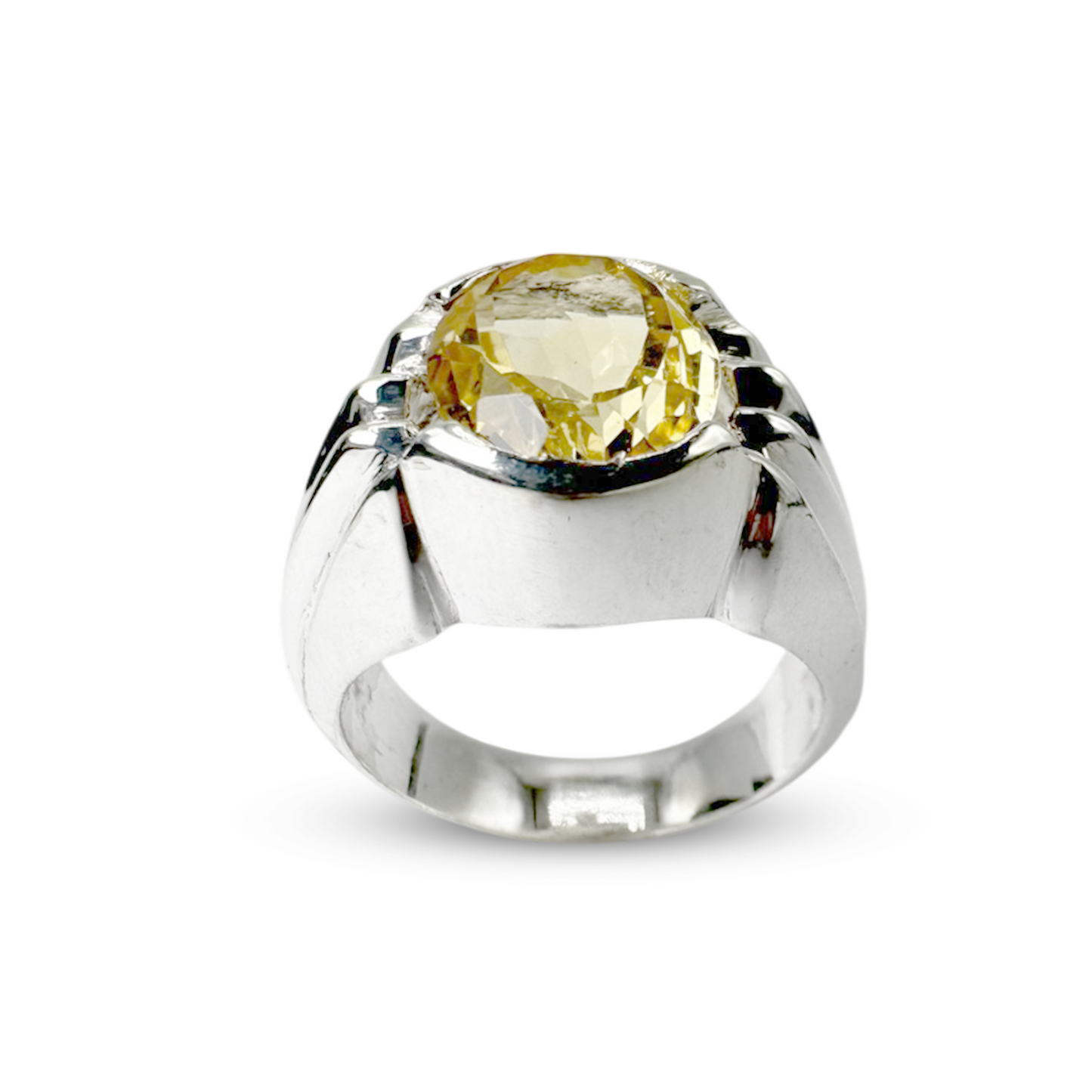 Citrine Men Ring - Creacent waterfall Design
